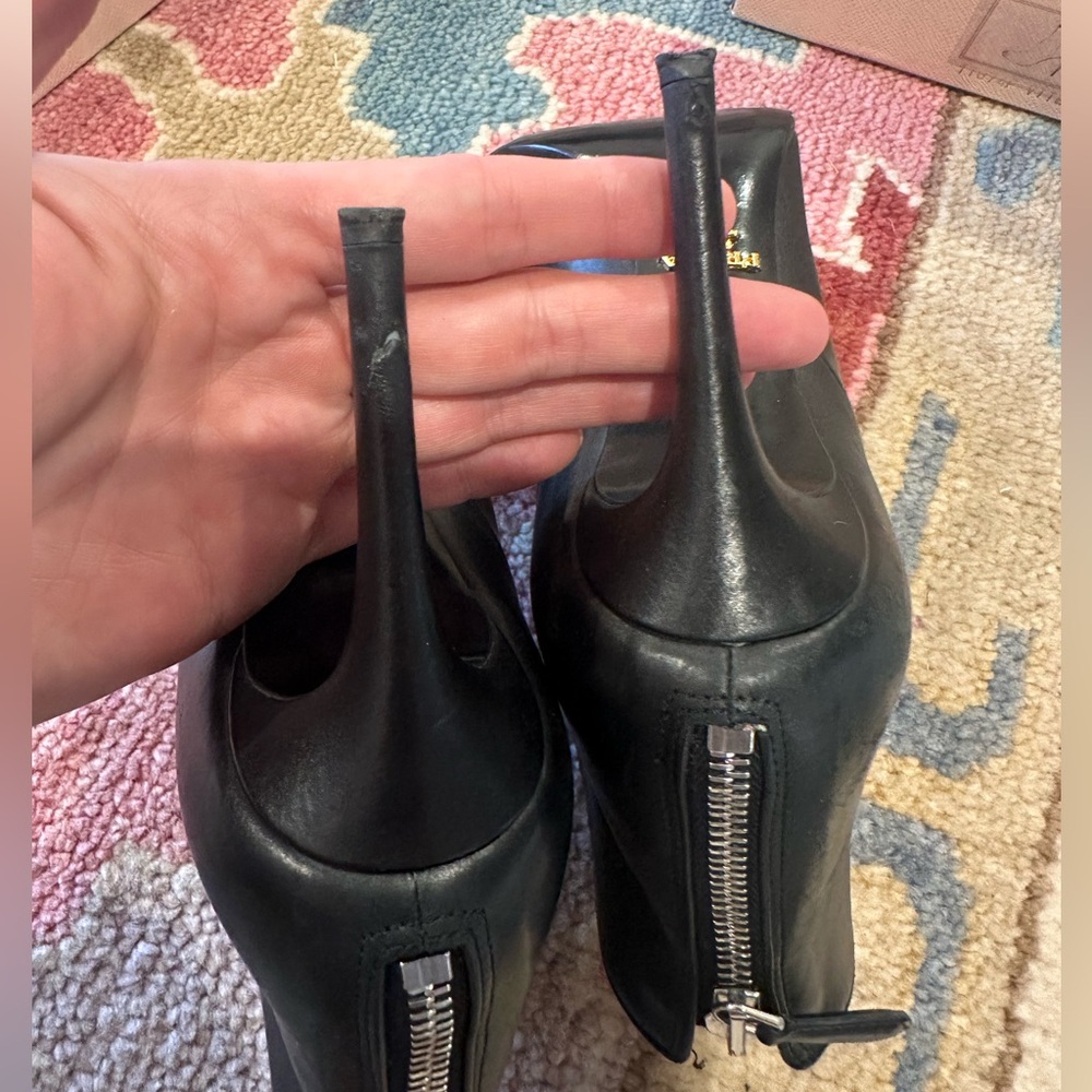 EUC Prada black leather booties Size 41 US 10 - Picture 8 of 16